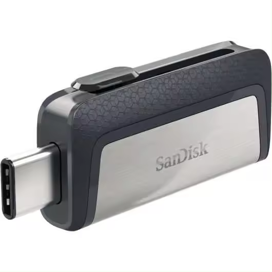 Sandisk ultra dual memoria usb-c y usb-a 64gb - hasta 150mb/s de lectura - diseño metalico - color acero/negro (pendrive) - 1