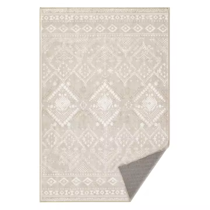 SONGMICS HOME Alfombra, 61 x 92 cm, Alfombra Antideslizante, Decoración del Hogar, para Salón, Dormitorio, Lavable a Máquina, Estilo Moderno, Beige Capuchino - 1