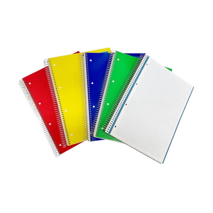Enri，cuaderno notebook, libreta escolar A4 ，5 Franjas de Colores, A4 210 x 297 mm, 160 Hojas Cuadriculadas 5 mm, Papel 70 g/m², 4 Taladros, Cubierta de Cartón Compacto, disponible 4 colores