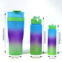 Botella De Agua Deportiva 3-en-1 Con Palanca Grande Y Gradiente De Color Gran Capacidad Para Adultos Botella De Bebida Para Exterior - details 0
