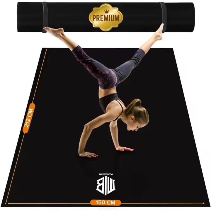 ManiBoom Esterilla Yoga, Pilates, Fitness, Deporte GRANDE y GRUESA 212 x 150cm 8mm Grosor - Colchoneta Gimnasia ANTIDESLIZANTE para Ejercicio - Mat Gym Gruesa - Tapete Gimnasio para Abdominales - 1