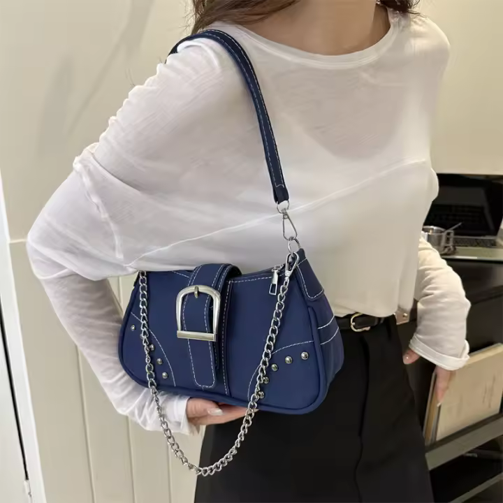 Bolso De Hombro Para Mujer En Lona Small Design Estilo Jean Nueva Moda Bolsa De Mano Suave Satchel Cierre De Cremallera - 1