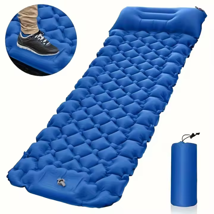 Almohadilla De Dormir Para Camping Inflable Con Bomba Integrada Ultraligera De Viaje Con Apoyo Cabeza Para Senderismo - 1