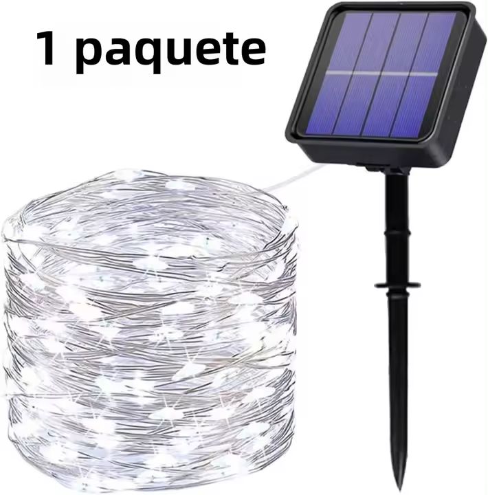 2 Pack Luces Solares De Hadas 300 LED Cadena De Luces Solar Al Aire Libre Impermeable 8 Modos Hilo De Cobre Twinkle Luz - 1