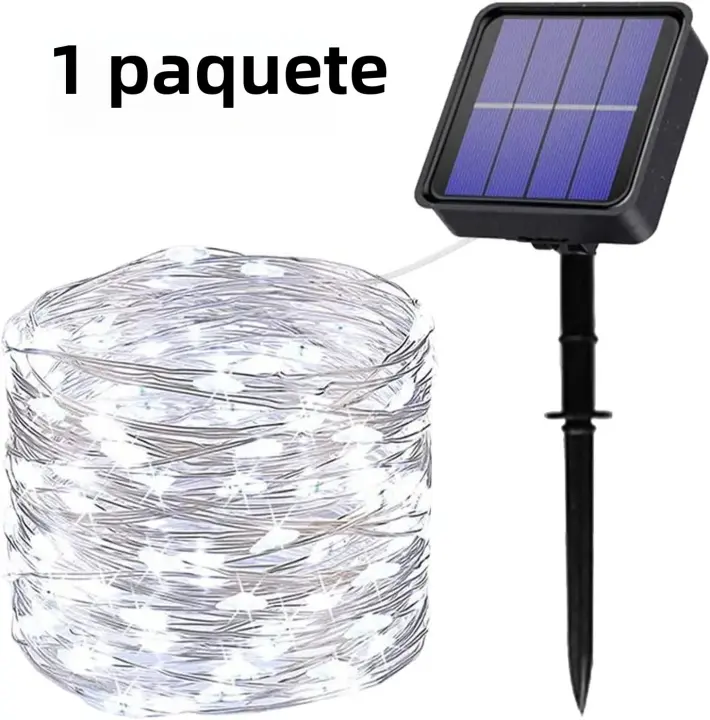 2 Pack Luces Solares De Hadas 300 LED Cadena De Luces Solar Al Aire Libre Impermeable 8 Modos Hilo De Cobre Twinkle Luz - 1