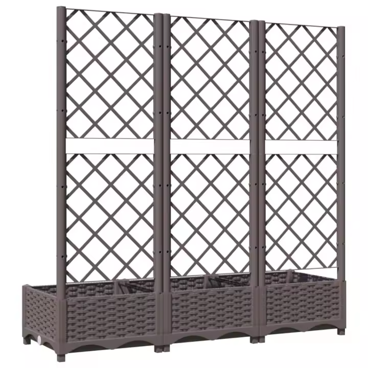 vidaXL Jardinera con enrejado PP marrón 120x40x121,5 cm - 1