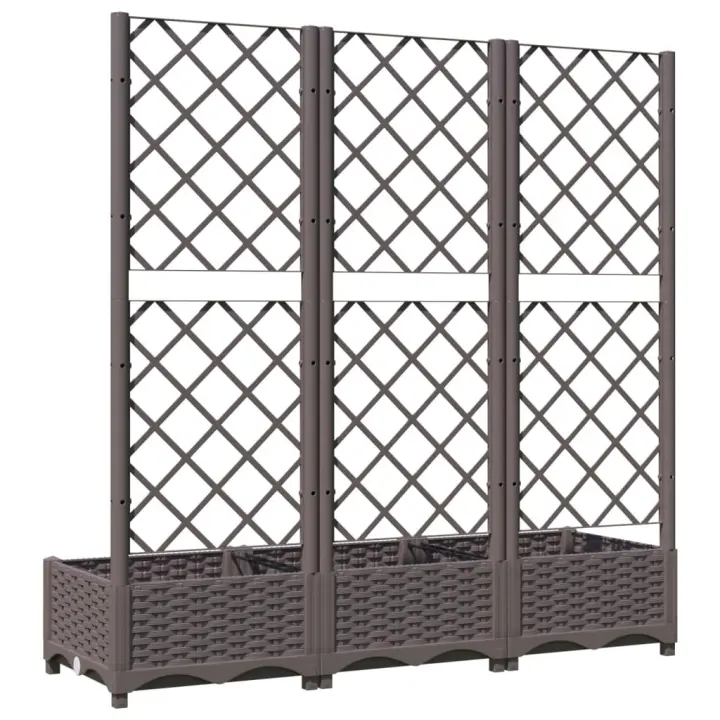 vidaXL Jardinera con enrejado PP marrón 120x40x121,5 cm - 1