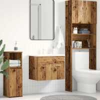 vidaXL Armario para lavabo madera contrachapada 60x38,5x46 cm en color Blanco/Roble negro/Roble Sonoma y más | almacenamiento funcional diseño moderno para baño dormitorio sala - details 4