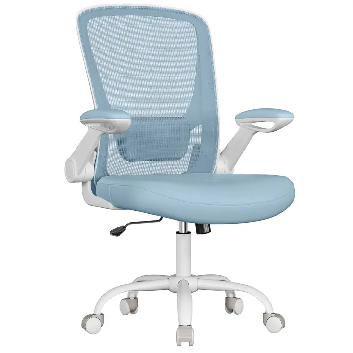 SONGMICS Silla de Oficina, Silla de Escritorio, Silla Giratoria de Malla, Silla de Ordenador Ergonómica, Soporte Lumbar, Oscilante, Asiento 53 cm, Apoyabrazos Abatibles, Negro y Blanco/Negro/Gris Paloma/Azul Niebla/Rosa Jalea/Beige Avena - 1