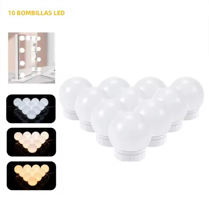 Lámpara De Espejo De Maquillaje LED Desmontable Profesional Luz De Cosméticos USB Para Vestíbulo Y Mesa De Vestir Vanidad - 1