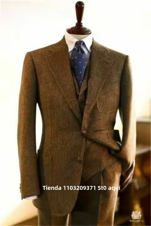 Traje Negro 3 Piezas Para Hombre 2024 Slim Fit Traje De Novia Formal Con Peaked Lapel Tuxedo (Blazer+Vest+Pantalones) - 1