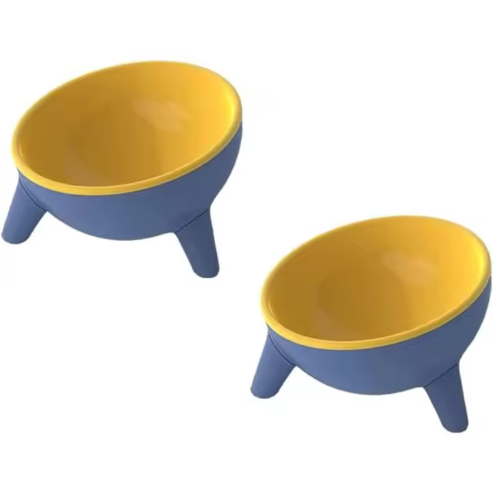 Comederos para Gatos con inclinación de 15 °, 2 unidades, Color Amarillo - 1