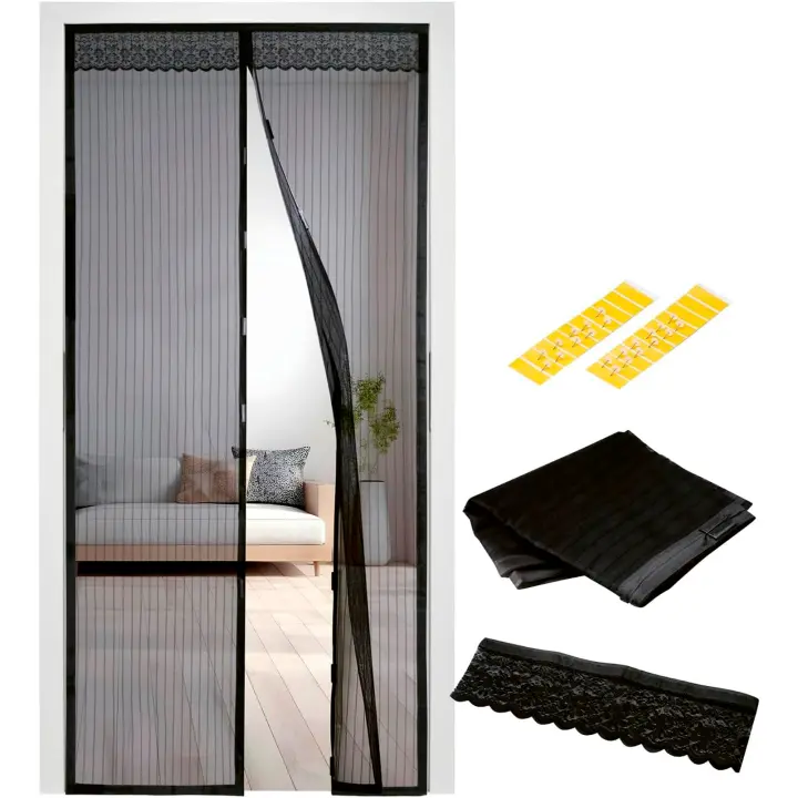 Mosquitera Magnética para Puerta | Cortina Antimosquitos con Imanes muy Silenciosa | Fabricada con Poliester Resistente | Instalación Fácil sin Herramientas | Dimensiones: 210x90x1 cm | Puertas de salón, dormitorio, cocina, correderas | RevolutionLine - 1