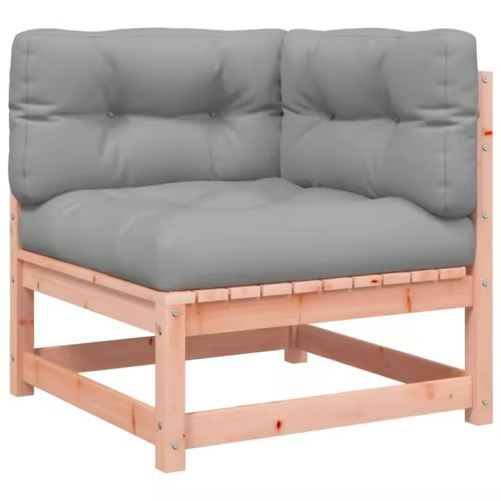 vidaXL Sofá esquinero de jardín con cojines madera abeto Douglas Natural y negro, Natural y girs, Marrón pino Conjunto Terraza Muebles Jardín Exterior Juego de Muebles de jardín Mueble Jardín Exterior Muebles de Salon Exterior - 1