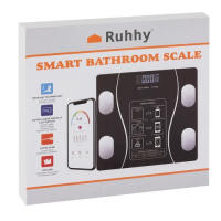 RUHHY Báscula de baño analítica con APP slim 180kg smart+ 17en1 mediciones de Peso corporal precisas y detalladas, calcula el índice de IMC, mide la grasa corporal, el contenido de agua en el cuerpo y el estado de la masa ósea y muscular - details 1