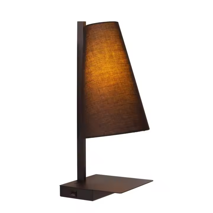 Lucide GREGORY - Lámpara de cabecera / Lámpara de pared - 1xE27 - Con punto de carga USB - Negro - 1