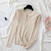 Suéter De Punto Para Mujer Con Cremallera Estilizado De Otoño/invierno Cuello En V Manga Larga Suave Y Ajustado - details 11