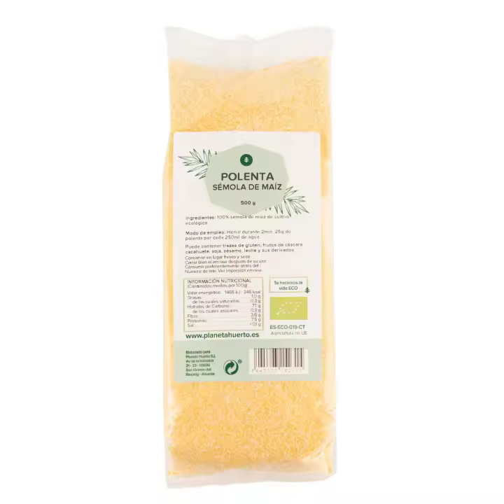 PLANETA HUERTO | Sémola de Maíz (Polenta Instantánea) ECO 500 g - Nutritiva, Rica en Fibra y Ideal para una Dieta Saludable - 1