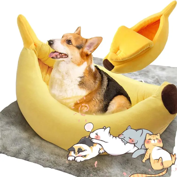 Cama Para Gato En Forma De Plátano Cozy Y Divertida Manta Acolchada Para Mascotas Duradera Y Portátil Almohadilla Para Perro Multicolor - 1
