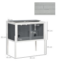 PawHut Jaula para Hámster de Madera 82x45x81 cm Casa para Roedores con 2 Puertas de Acrílico Estante Extraíble 2 Casitas para Animales Pequeños Gris Oscuro - details 2