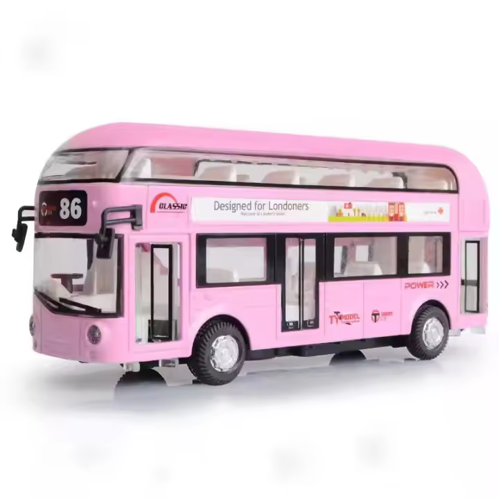 Modelo De Autobús De Doble Piso 1/36 En Aleación De Metal Con Sonido Y Luz Regalo Para Niños Colección De Juguetes Vintage De Londres - 1