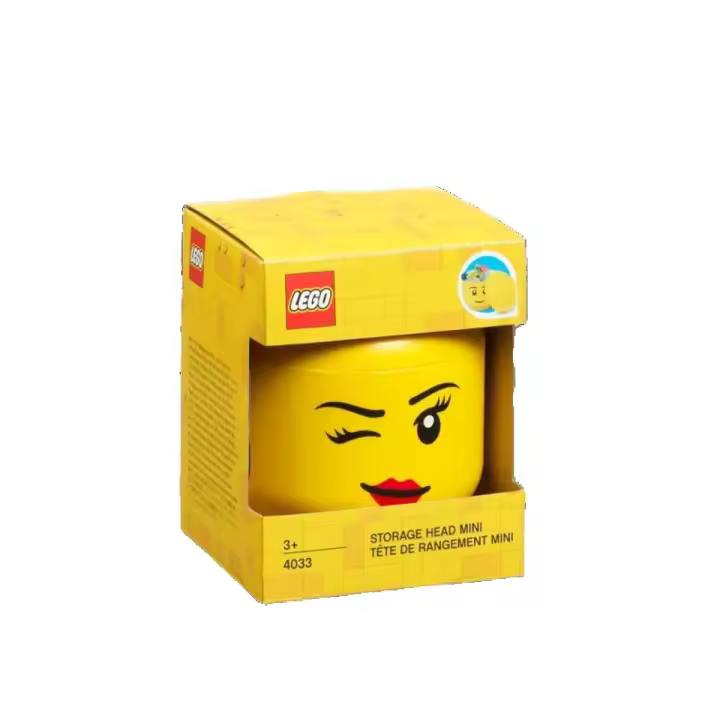 Mini cabeza LEGO - Almacenamiento de piezas - 12 cm - Divertido y práctico - Color Amarillo - 1