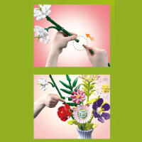 Bloques De Construcción De Bouquet De Flores Eterna Rosa Y Girasol Modelo De Planta Con Vaso Juguete DIY Para Niños Regalos Creativos Decoraciones De Escritorio - details 7
