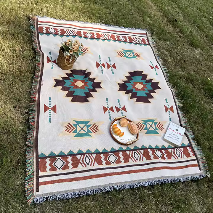 Carpet Bohemio Para Picnic Alfombra De Playa Portátil Para Camping Y Uso Doméstico Tapete De Sofá Tejido Poliéster 100% - 1