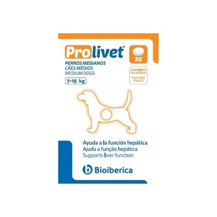 Prolivet Perros Medianos (de 7 a 15 kg) 30 comprimidos suplemento hepático BIOIBERICA - 1