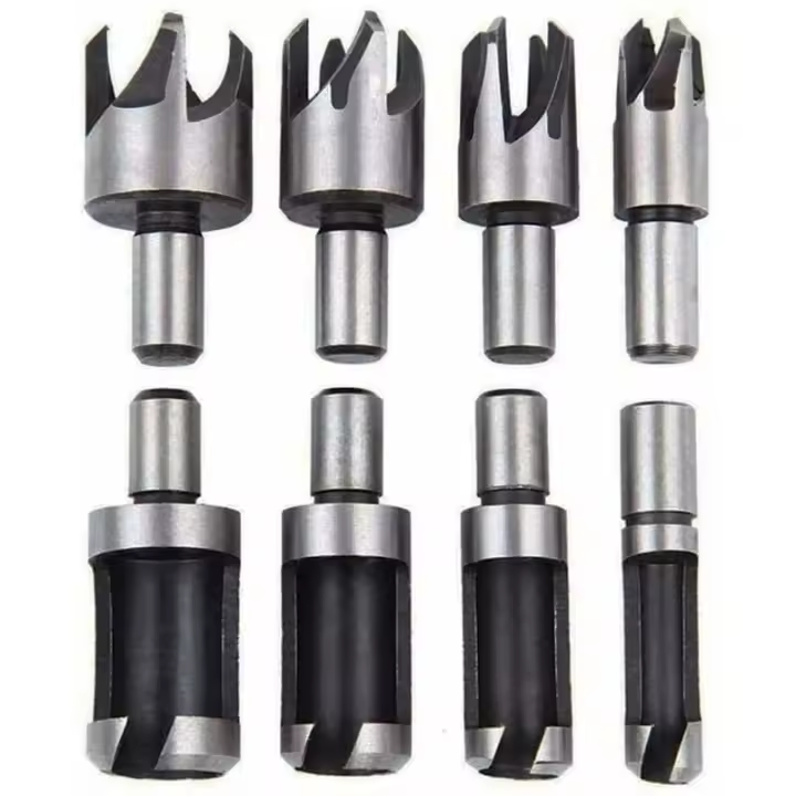Juego de 8 tacos de madera para avellanar, brocas para madera, herramienta de corte para hacer tacos de madera, tacos, espigas - 1