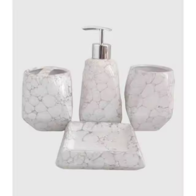 Ekilikuahome Juego de Baño Cerámica Blanca Completo Moderno Alta Calidad - 1