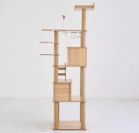 Árbol para Gatos, Torre Rascador para Gatos, 2 Casas de Madera, Plataformas Múltiples, con Juguete Colgante, Natural, 60CM*50CM*182CM - details 0