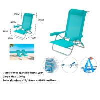 Silla Tumbona plegable de playa 5-7 Posiciónes diferentes colores, con estructura de aluminio y tejido textilen, transpirable y fresco - Maxia Market - details 4