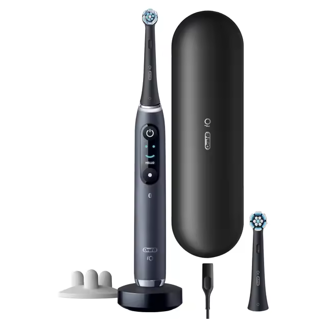Oral-B iO 9S cepillo eléctrico con 2 cabezales y 1 estuche de viaje de carga. Blanco y Negro - 1