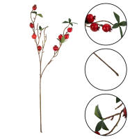 Rama De Pimienta Con Hojas Y 9 Cabezas De Pomegranato Falsas Rojas Y Naranja Para Decoración De Jardín Y Hogar Material De Seda - details 16