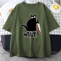Camiseta De Algodón Para Hombre Killer Black Cat Con Impresión Creativa Y Humor Corta Manga Oversized Vintage Para Todo El Año - details 7