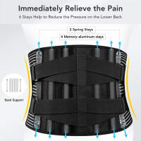 AOLIKES Almohadilla De Apoyo Para La Columna Lumbar Con 6 Apoyabrazos Antideslizante Orthopédica Cinturón Respirable Para Alivio Del Dolor De Espalda En El Gimnasio - details 4