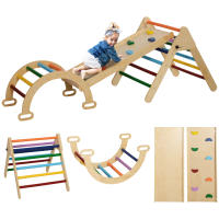 AIYAPLAY Triángulo de Escalada de Madera 5 en 1 Escalada para Niños de 18-48 Meses con Rampa Escalador de Arco para Deslizarse o Escalar 178x64,5x63 cm Multicolor - details 0