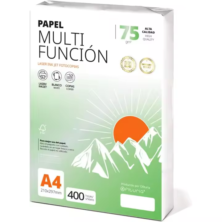 Folios a4 75gr 400 hojas, Papel Multiusos para Impresora, Folios para Impresoras Láser y de Inyección, Fotocopiadora, Para uso Oficina, Material Escolar, Paquete de folios - Ofituria - 1