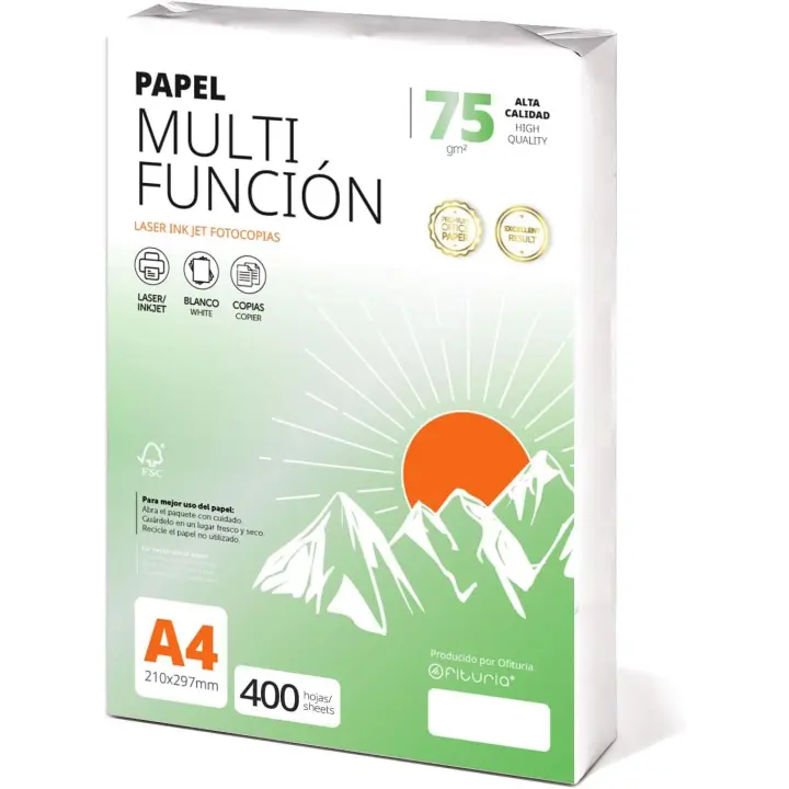 Folios a4 75gr 400 hojas, Papel Multiusos para Impresora, Folios para Impresoras Láser y de Inyección, Fotocopiadora, Para uso Oficina, Material Escolar, Paquete de folios - Ofituria - 1