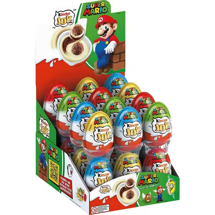 Kinder joy verano12-72u SUPER MARIO  NUEVO 2025 España Nacional - Con doble crema de leche y cacao, dos crujientes bolitas y una sorpresa. Kinder JOY Contiene un juguete en el interior - 1