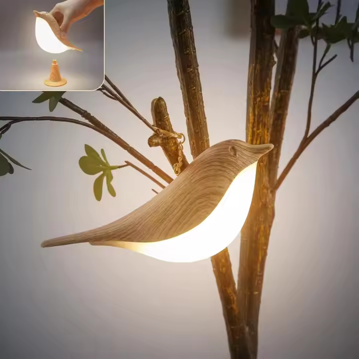 Lámpara De Noche LED Táctil Recargable Para Dormitorio Iluminación Interior Lámpara De Escritorio Madera 3 Colores Decoración De Lámpara De Cama - 1