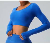 Top Deportivo De Manga Larga Para Mujer Sexy Cruzado En La Espalda Rápido Secado Yoga Gimnasio Entrenamiento Crop Top Casual - details 5