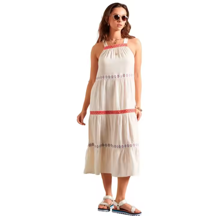 Superdry Vestido Sleeveless Embroidered Beige Mujer Adulto - 1