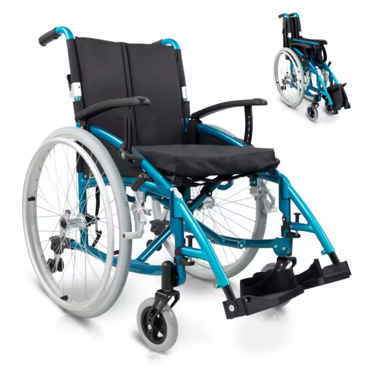 Mobiclinic® Pro Silla de Ruedas Venecia Plegable Premium Ruedas extracción con un botón Cojín Grueso Aluminio Respaldo Partido Cinturón Seguridad Estética Deportiva Altura Regulable - 1