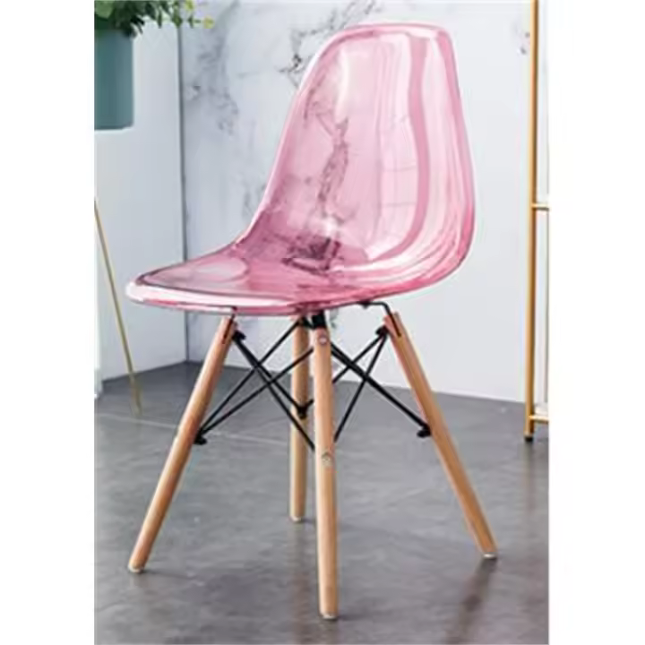 Juego de 4 sillas con patas de madera, mueble estilo nórdico medieval,  para escritorio, comedor, dormitorio, balcón o restaurante BAR hosteleria, OFICINA Mesa de comedor nórdica  cocina,metal transparente - 1