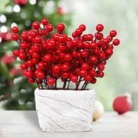 50/5 Pcs Ramas De Bayas Rojas Artificiales 12 Cabezas Decoración De Navidad Falsa Planta Holly Bayas Bouquet DIY Wreath Árbol De Navidad - details 11