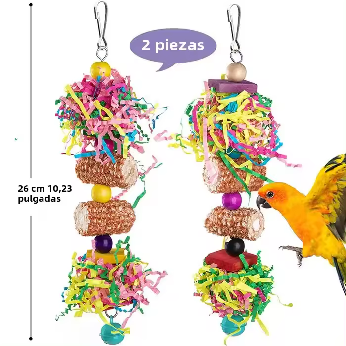 Juego De Juguetes Para Perro Parrot Colorido De Madera Para Cotorra Juguete Colgante De Mordedura Para Caja De Aves - 1