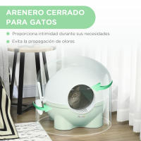 PawHut Arenero para Gatos con Cubierta Desmontable Caja de Arena para Gatos de Plástico con Pala Carga 4 kg 53x51x48 cm Verde - details 5
