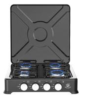 royal swiss - Cocina de gas de 4 quemadores con tapa Parrillas esmaltadas, seguridad de corte de gas - details 0